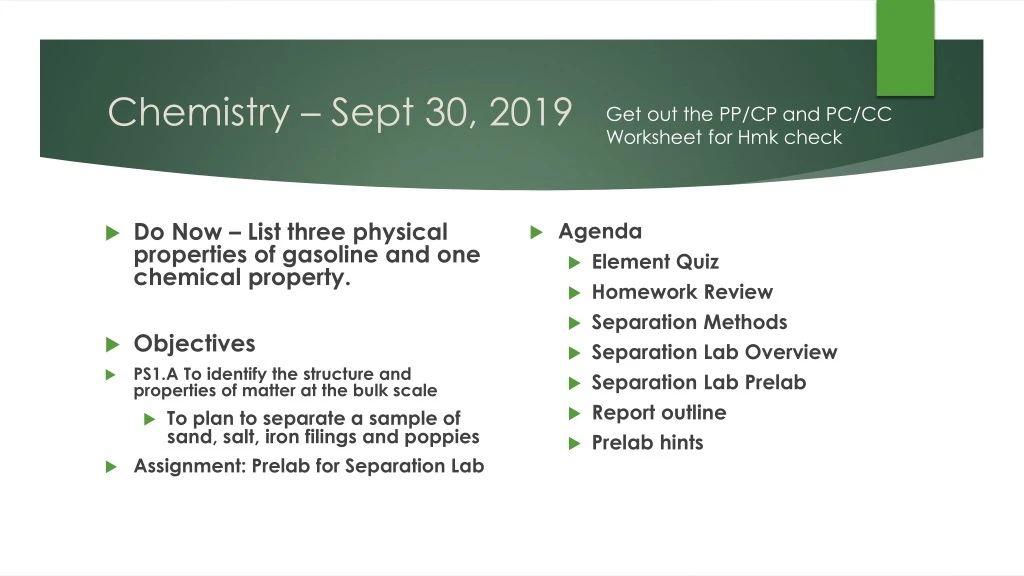 chemistry sept 30 2019