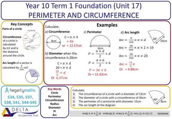 Year 10 Term 1 Foundation (Unit 17) PERIMETER AND CIRCUMFERENCE
