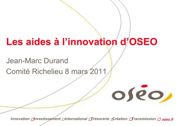 Les aides l innovation d OSEO