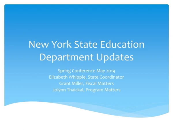 New York State Education Department Updates