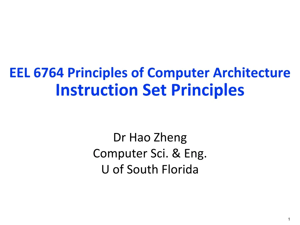 eel 6764 principles of computer architecture instruction set principles