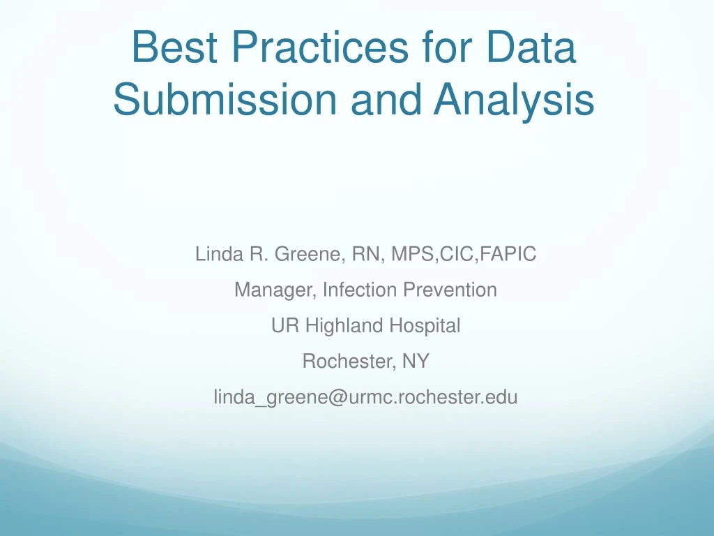 best practices for data submission and analysis