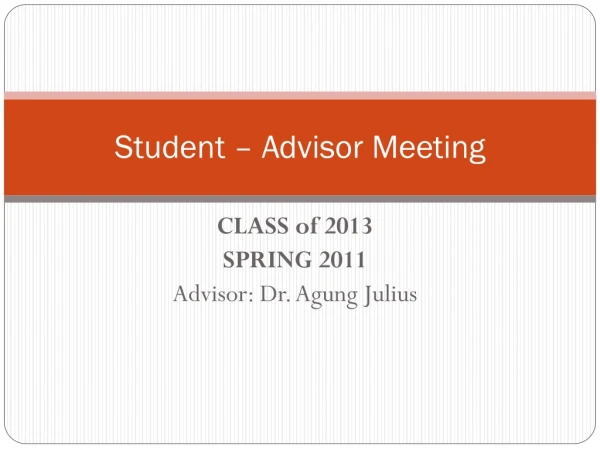 Student – Advisor Meeting
