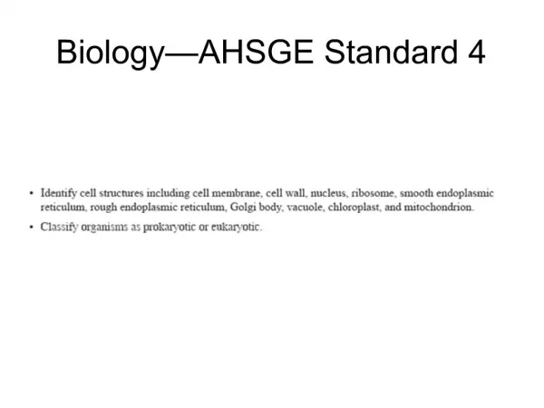 Biology AHSGE Standard 4