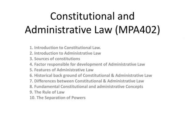 Constitutional and Administrative Law (MPA402)