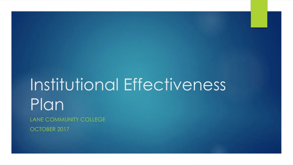 institutional effectiveness plan