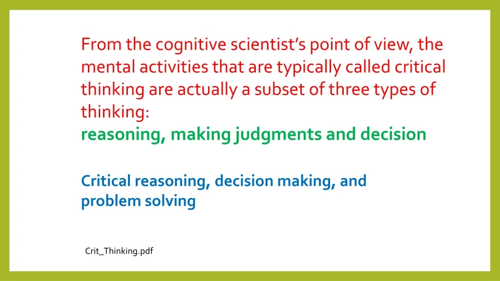 from the cognitive scientist s point of view