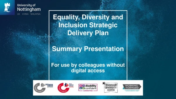Equality, Diversity and Inclusion Strategic Delivery Plan Summary Presentation