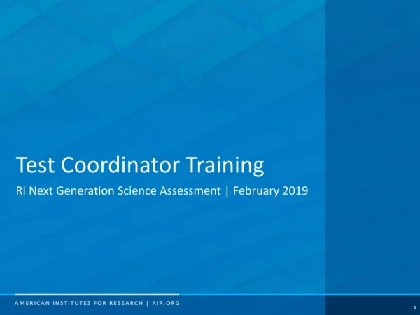 Test Coordinator Training