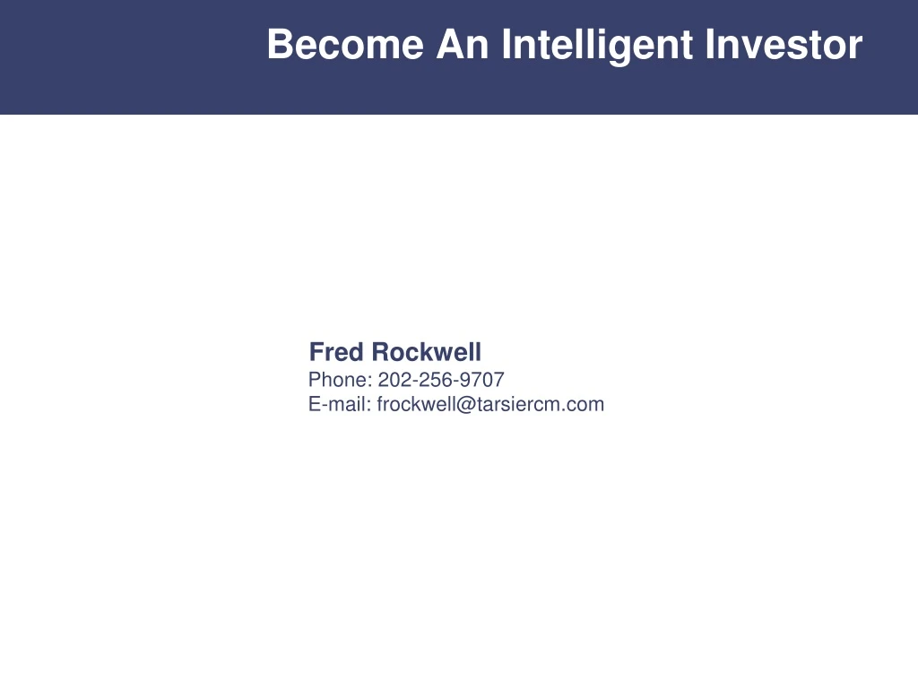 become an intelligent investor