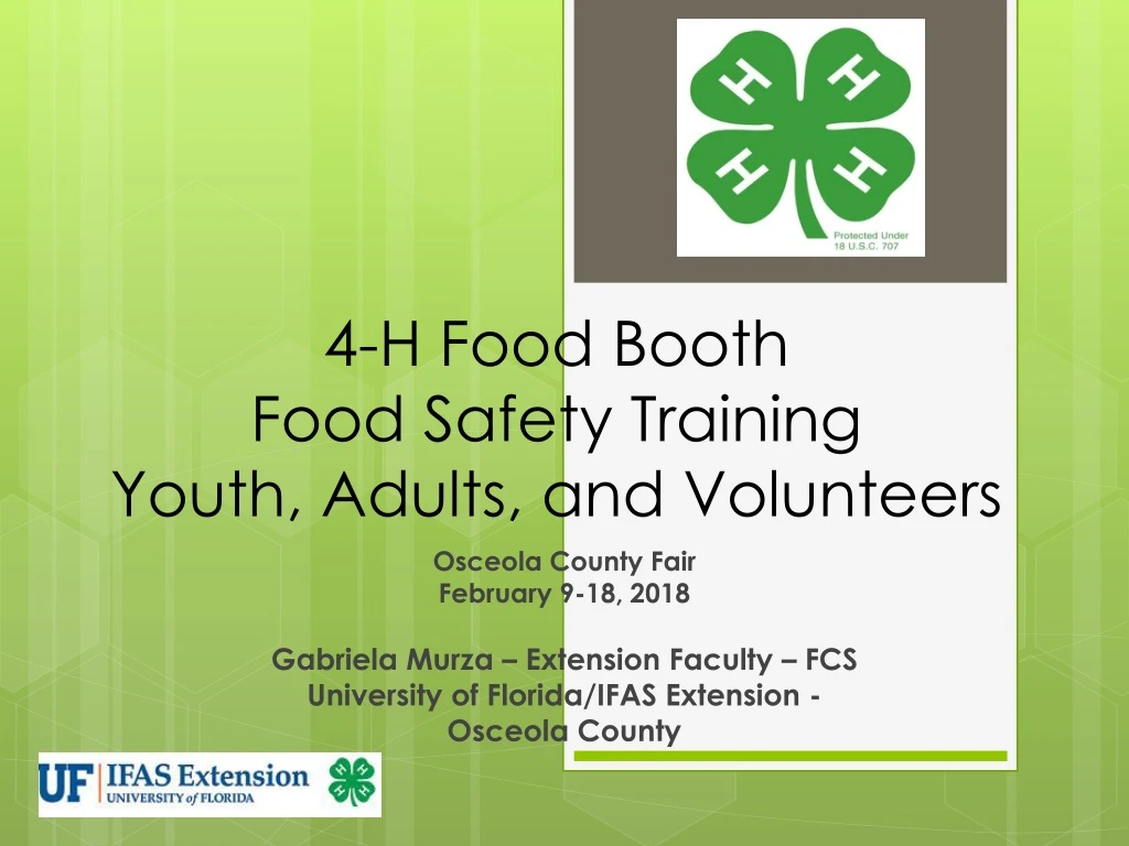 4 h food booth food safety training youth adults and volunteers