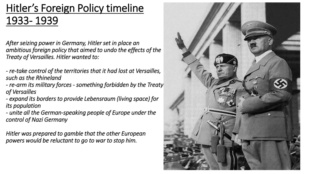 hitler s foreign policy timeline 1933 1939 after