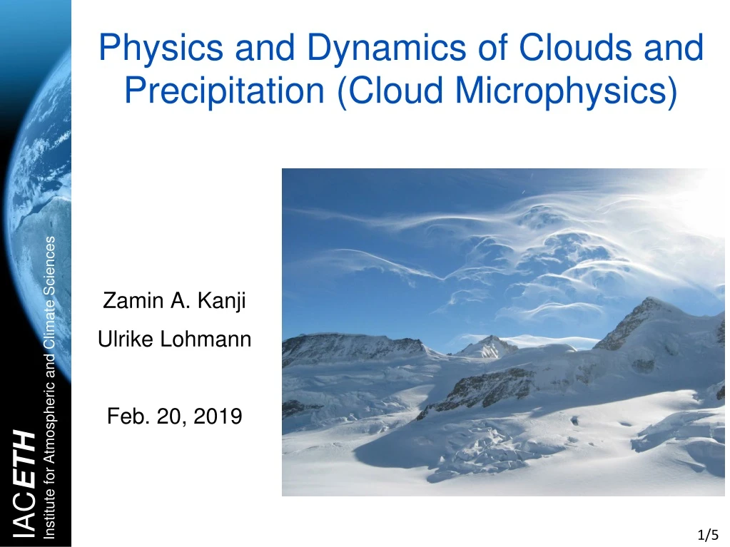 physics and dynamics of clouds and precipitation cloud microphysics