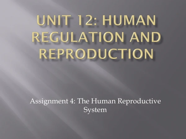 Unit 12: Human Regulation and Reproduction