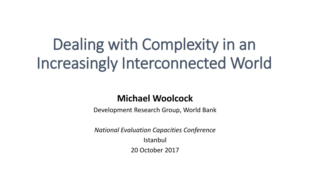 dealing with complexity in an increasingly interconnected world