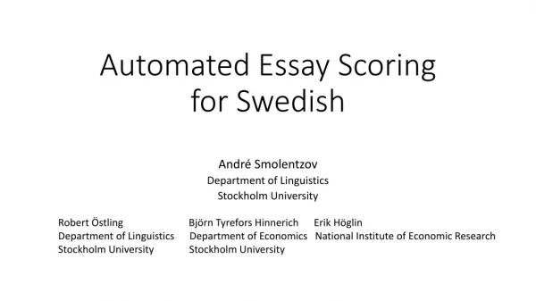 Automated Essay Scoring for Swedish