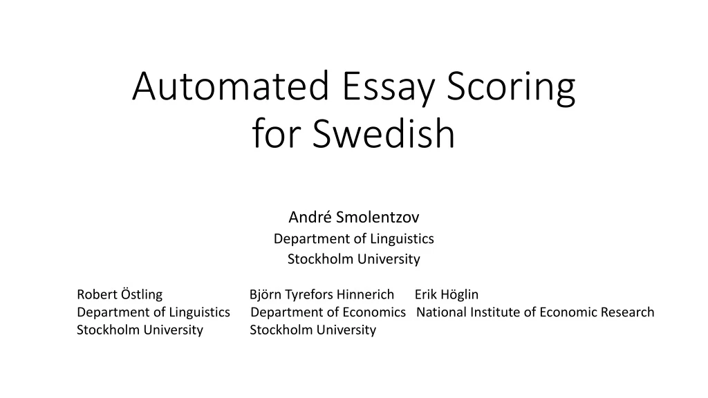 automated essay scoring for swedish