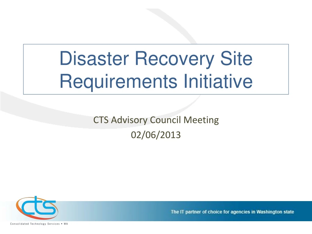 disaster recovery site requirements initiative