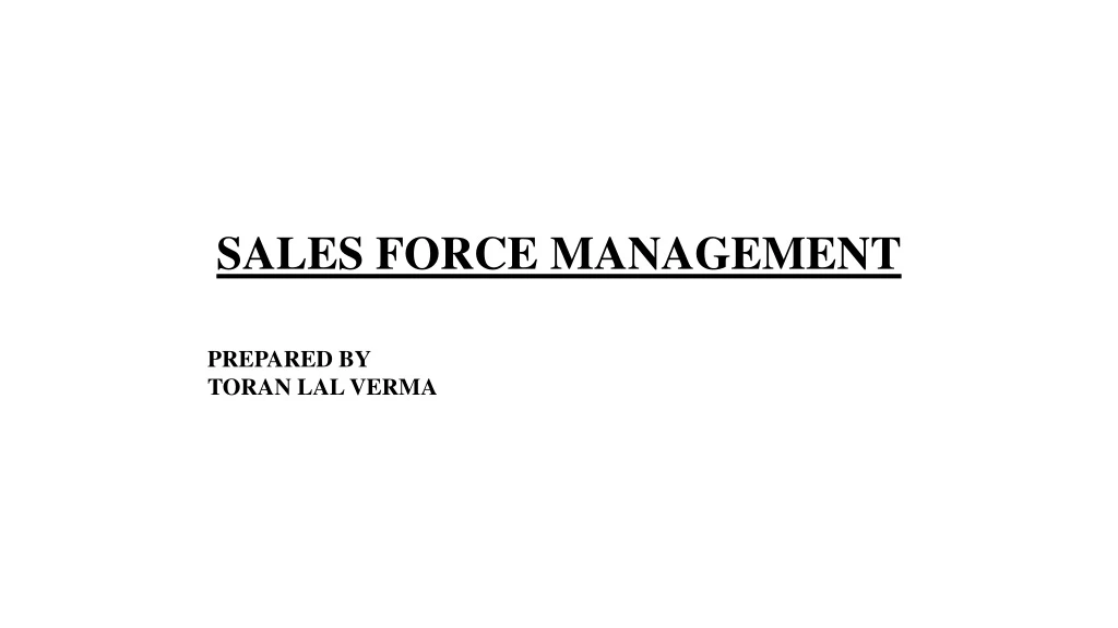 sales force management