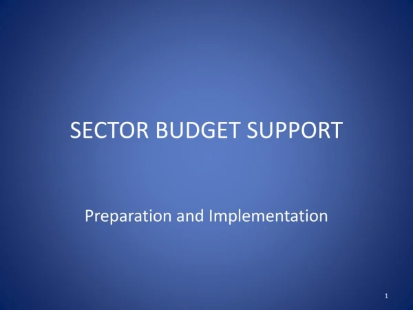 SECTOR BUDGET SUPPORT