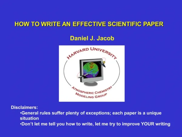 HOW TO WRITE AN EFFECTIVE SCIENTIFIC PAPER