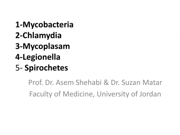 1-Mycobacteria 2-Chlamydia 3-Mycoplasam 4-Legionella 5- Spirochetes