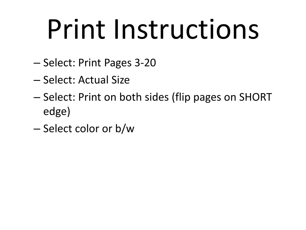 print instructions