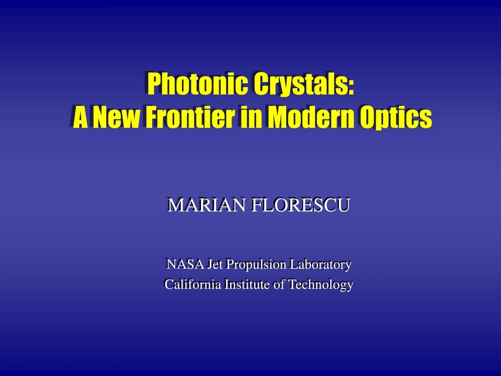 photonic crystals a new frontier in modern optics