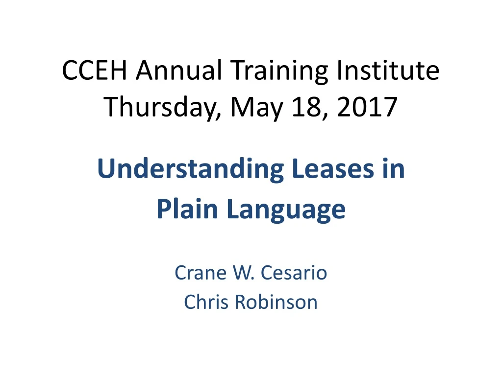 cceh annual training institute thursday may 18 2017