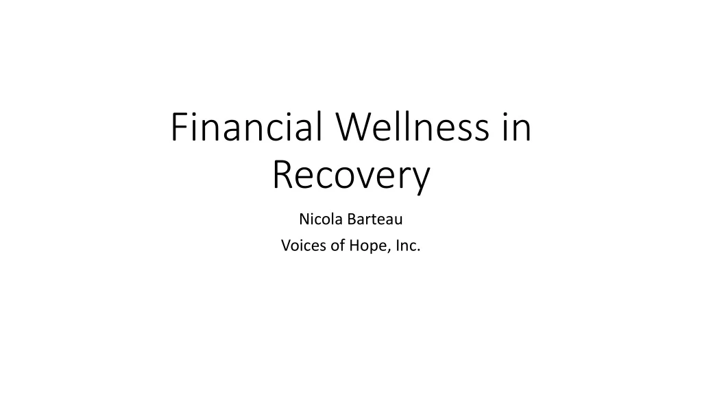 financial wellness in recovery