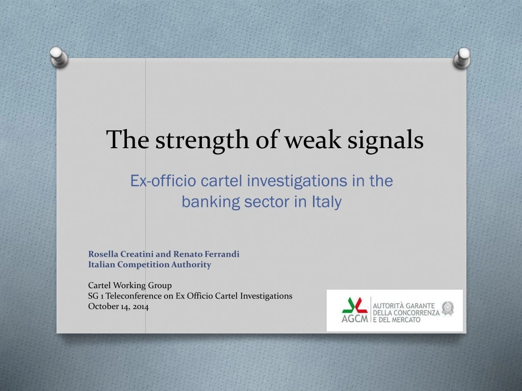 the strength of weak signals