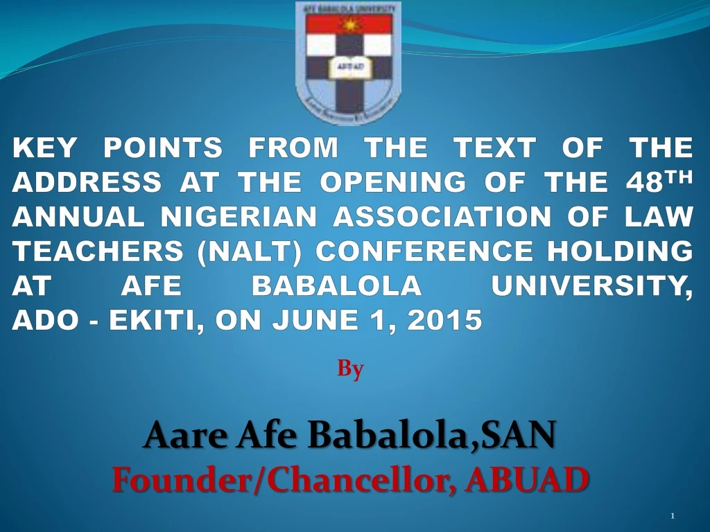 by aare afe babalola san founder chancellor abuad