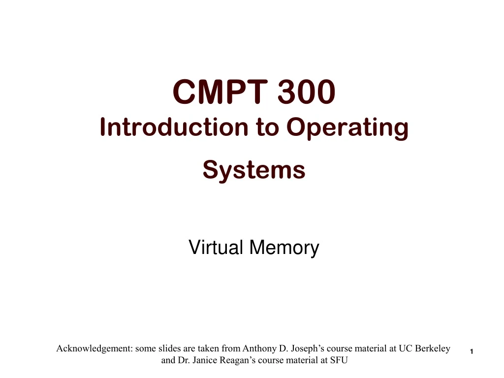 cmpt 300 introduction to operating systems