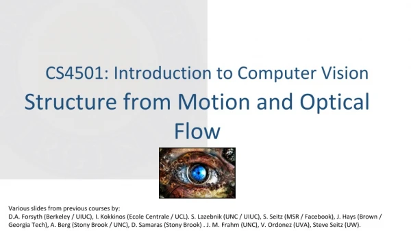 Structure from Motion and Optical Flow