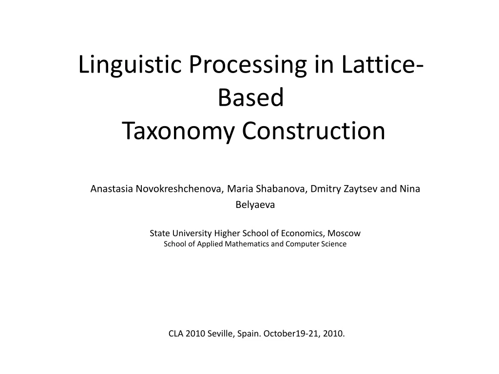linguistic processing in lattice based taxonomy construction