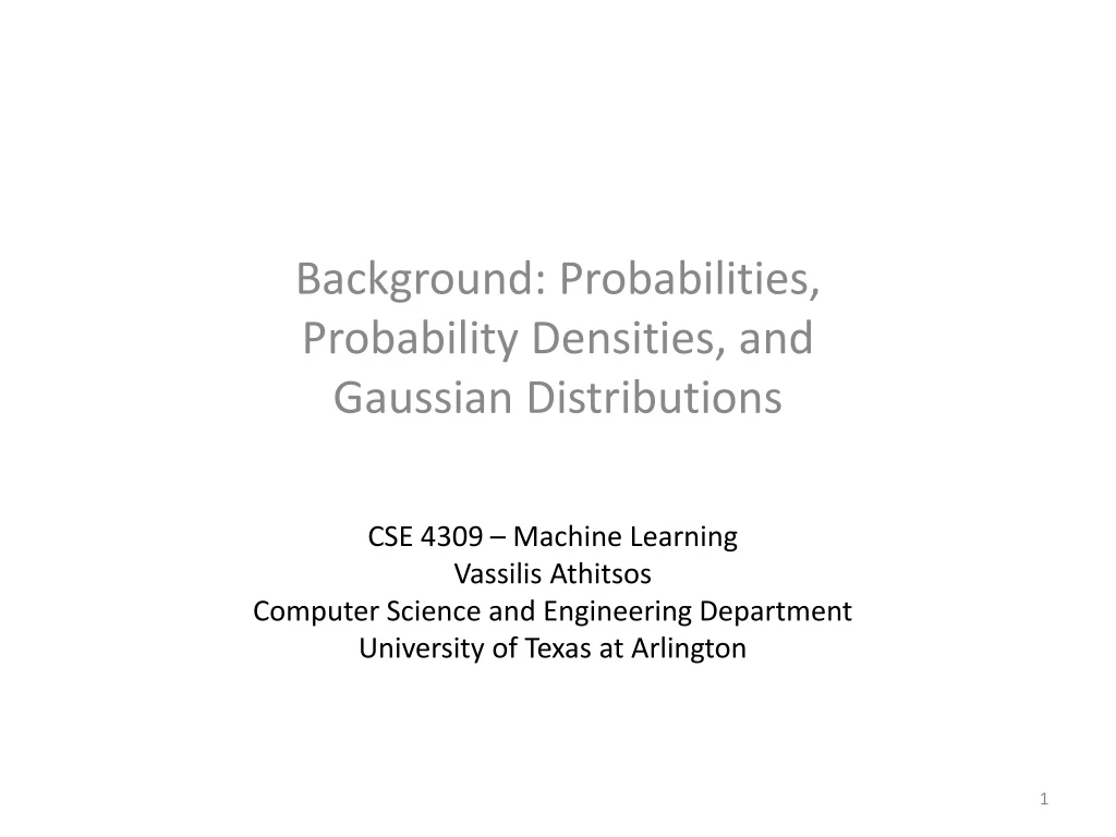 background probabilities probability densities and gaussian distributions