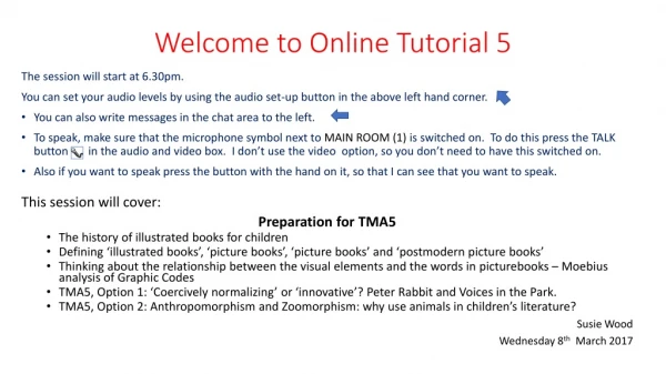 Welcome to Online Tutorial 5