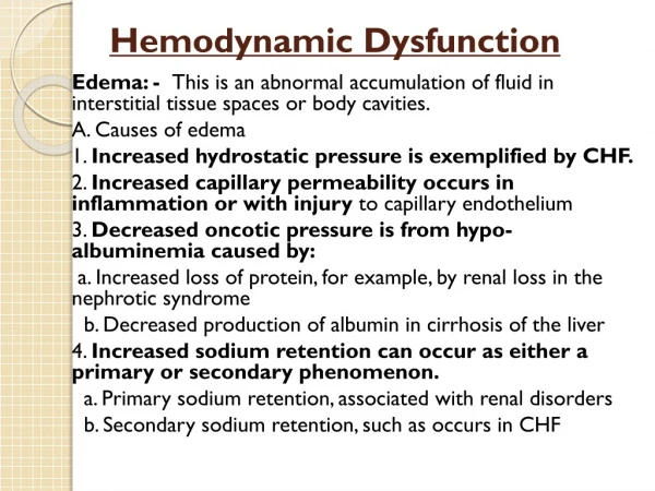 Hemodynamic Dysfunction