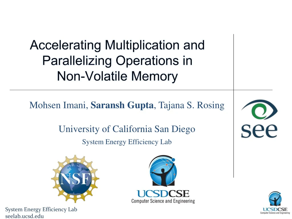 accelerating multiplication and parallelizing operations in non volatile memory