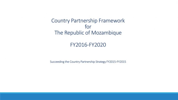 Foundations of the Country Partnership Framework (CPF)