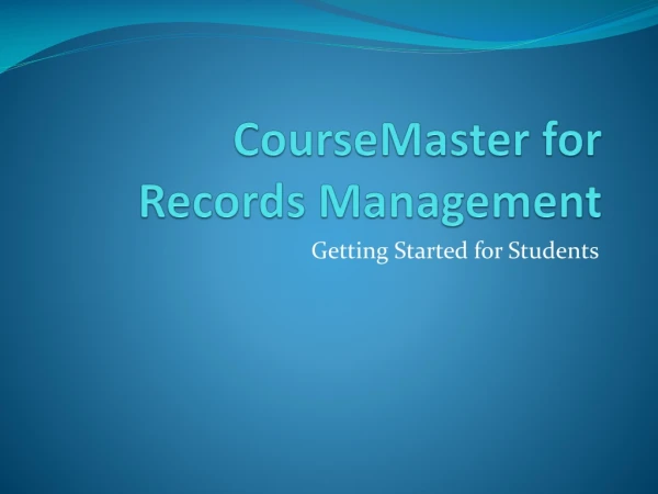 CourseMaster for Records Management