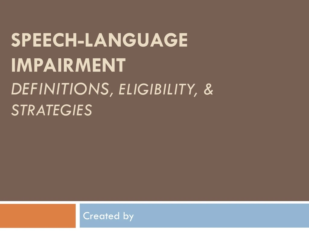 speech language impairment definitions eligibility strategies