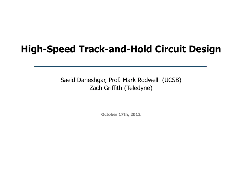 high speed track and hold circuit design