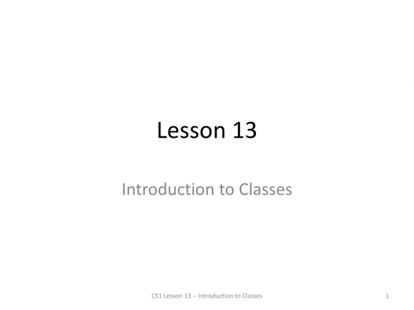Lesson 13