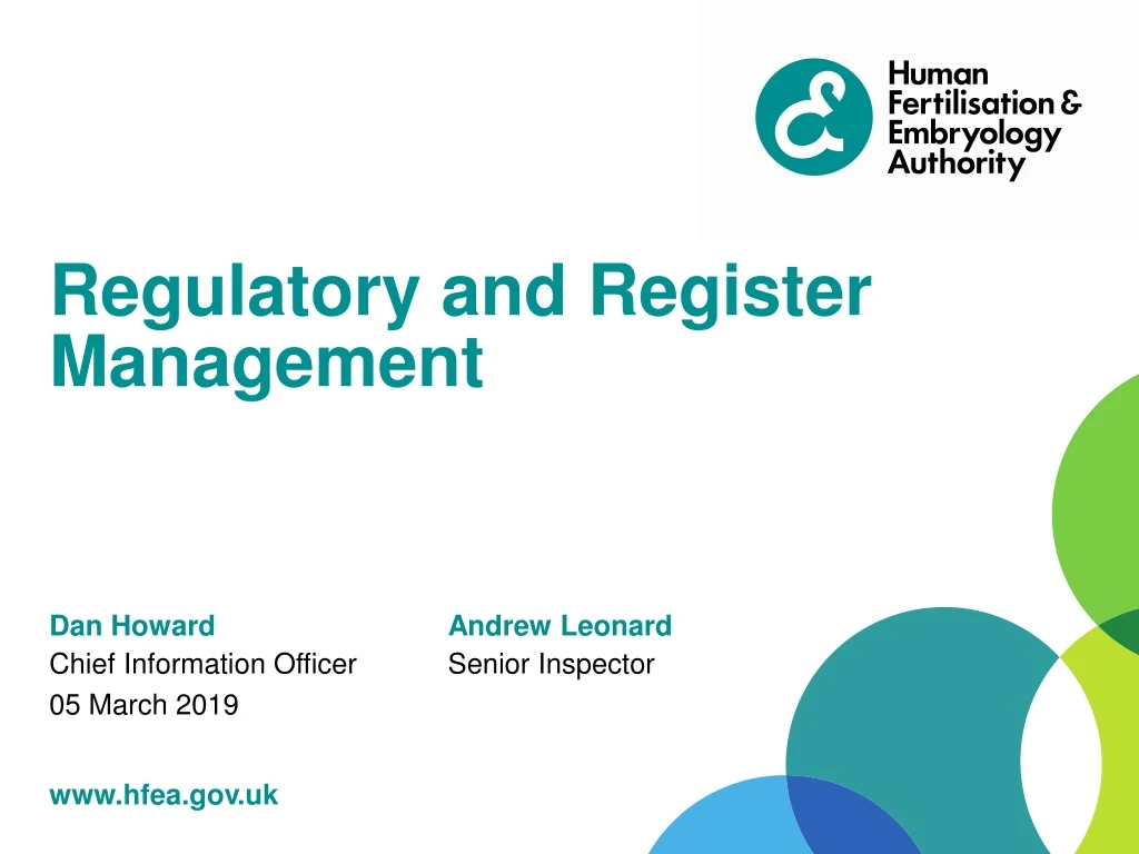 regulatory and register management