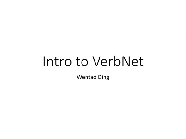 Intro to VerbNet