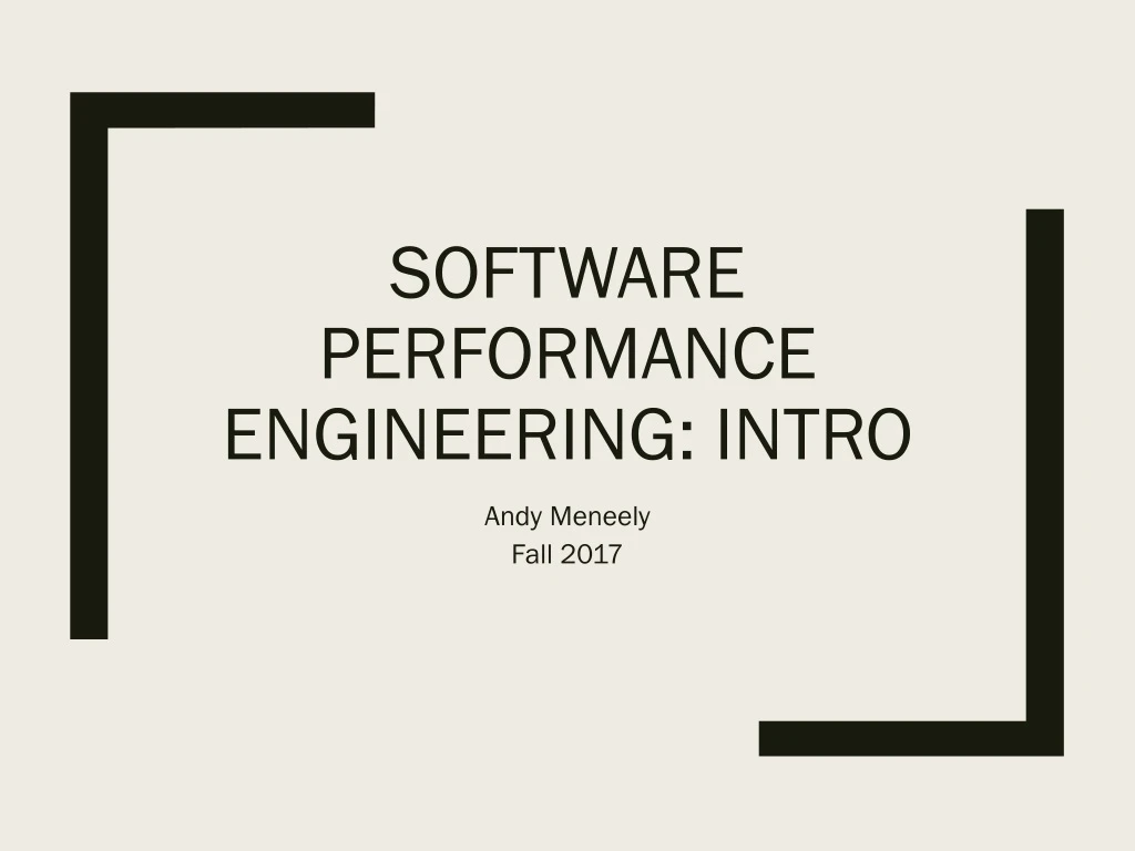 software performance engineering intro