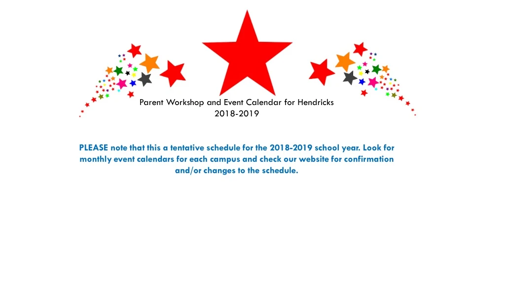 parent workshop and event calendar for hendricks