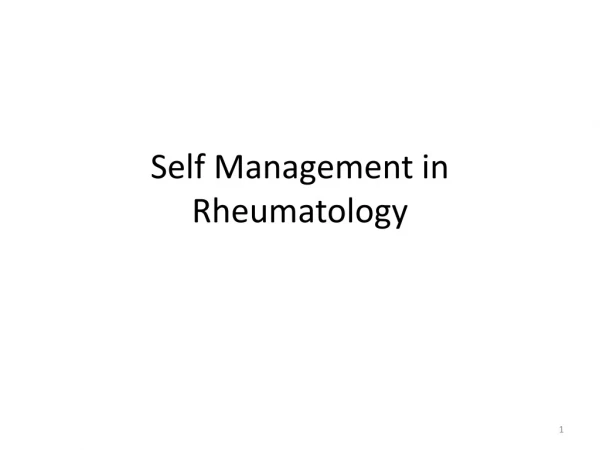 Self Management in Rheumatology