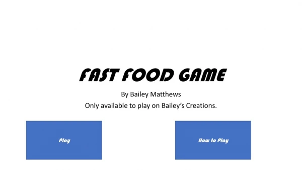 FAST FOOD GAME